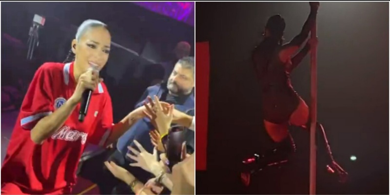 Elodie fa impazzire Napoli: lap dance hot e maglia di Maradona
