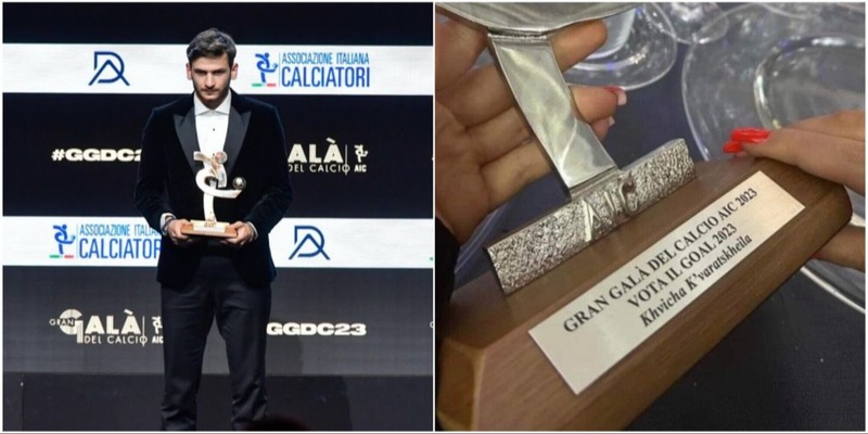 Incredibile Kvaratskhelia: nome sbagliato sul premio del Gran Gala del Calcio