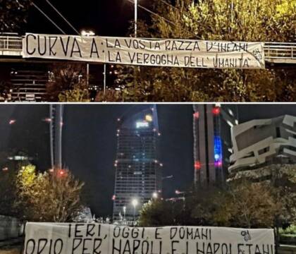 Napoli, striscioni a Milano contro la città e i napoletani