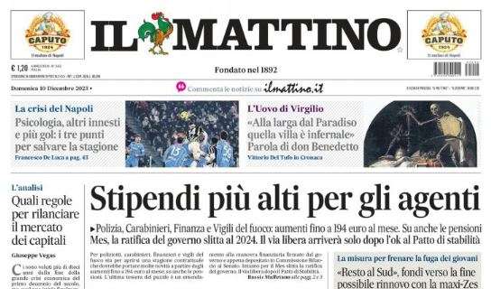 PRIMA PAGINA – Il Mattino: “Psicologia, innesti e più gol: i tre punti per salvare la stagione”