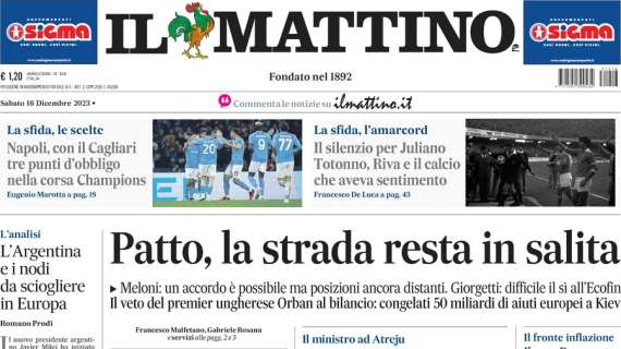 PRIMA PAGINA – Il Mattino: “Tre punti d’obbligo nella corsa Champions”