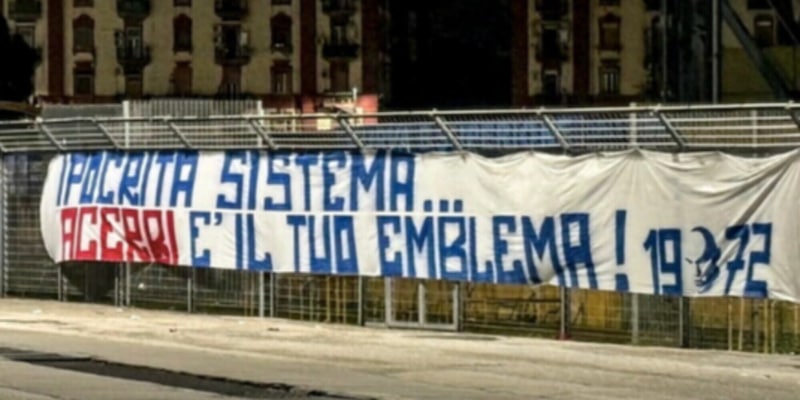 Caso Acerbi, in città striscioni polemici degli ultras del Napoli