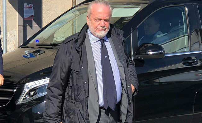 De Laurentiis a Castel Volturno: saluto alla squadra prima di occuparsi di stadio e centro sportivo