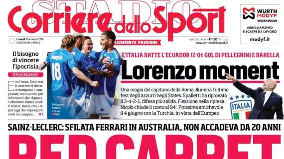 PRIMA PAGINA – CdS: “Lorenzo moment”