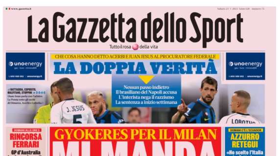 PRIMA PAGINA – Gazzetta dello Sport: “Gyökeres: mi manda Ibra”