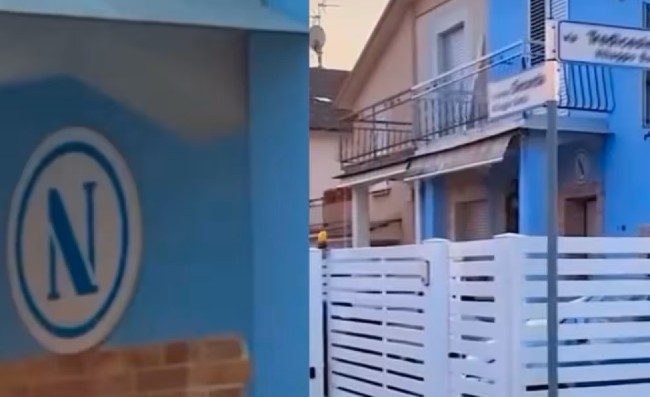 Tifoso Napoli a Brescia dipinge la sua casa di azzurro: “Il mio vicino è milanista”