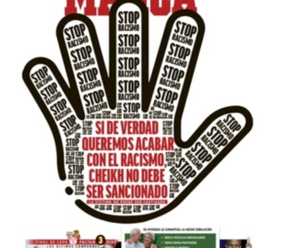 La potentissima prima pagina di Marca per Sarr vittima di razzismo in Serie C (sì avete capito bene)