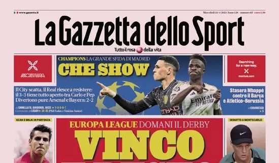 PRIMA PAGINA – Gazzetta su Milan-Roma: “Vinco e resto”