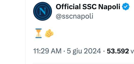 La clessidra per l’annuncio di Conte: il Napoli fa impazzire i social