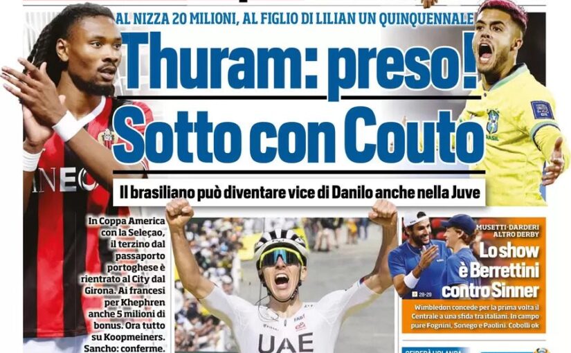 TUTTOSPORT PRIMA PAGINA – Buongiorno-Napoli, De Laurentiis ha fretta: contratto di 5 anni con ingaggio a salire