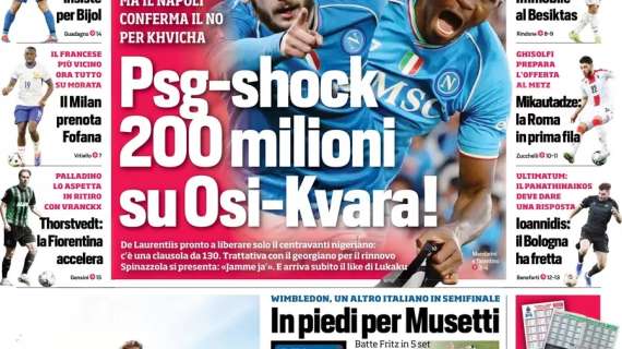 Corriere dello Sport: “Psg-shock: 200 milioni su Osimhen-Kvara”