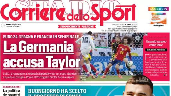 Corriere dello Sport apre con Buongiorno: “Vuole il Napoli”