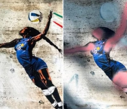 Fine dei Giochi, l’Italia torna razzista: sbiancato il murale di Egonu davanti al Coni