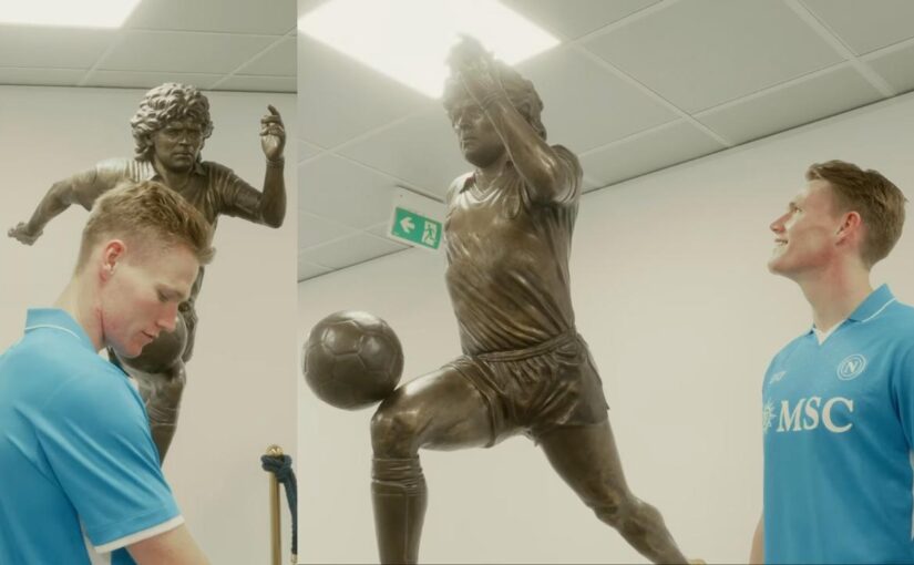McTominay vede per la prima volta la statua di Maradona: "Ho la pelle d’oca" | VIDEO