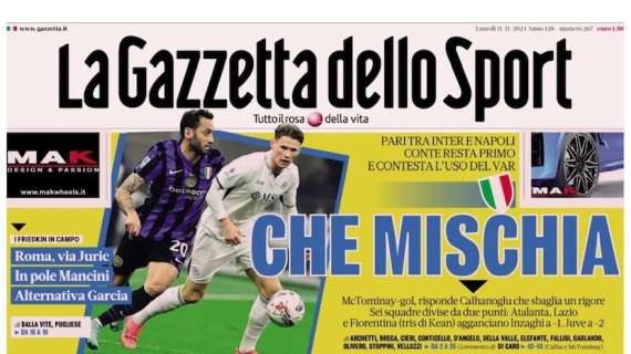 Gazzetta dello Sport: “Che mischia. Pari tra Inter e Napoli”