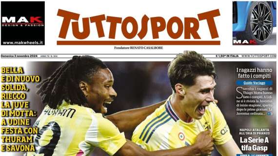 Tuttosport esalta la Juve: “E’ tornata! Inter agganciata, Napoli avvicinato”