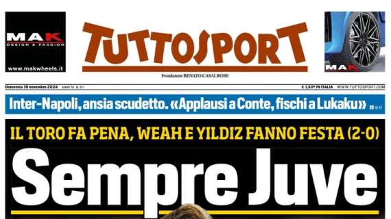 Tuttosport in taglio alto: “Inter-Napoli, ansia Scudetto”