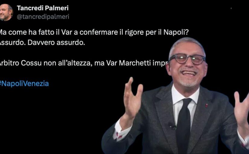 "Rigore Napoli assurdo!". Risposta geniale di Carlo Alvino a Tancredi Palmeri | FOTO