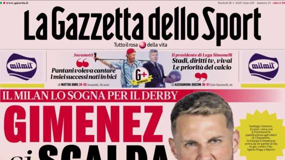 Gazzetta: “Gimenez si scalda, il Milan lo sogna per il derby”