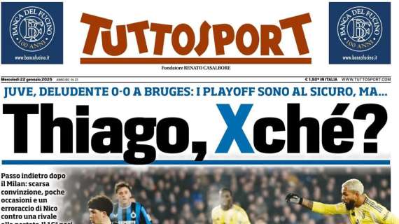 Tuttosport ironizza sulla pareggite della Juve: “Thiago Xché?”