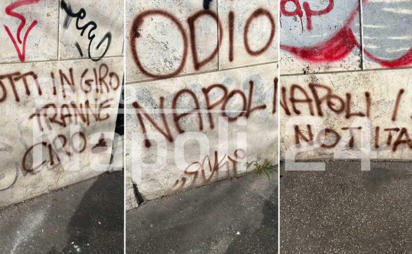 Roma-Napoli, la Capitale di nuovo tappezzata di scritte contro i napoletani | FOTO