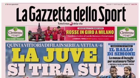 La Gazzetta dello Sport: “La Juve si tira su: vetta a -6”