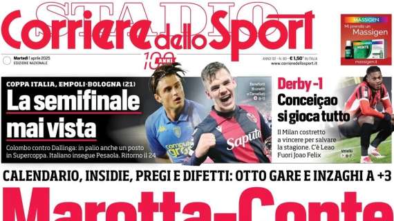 Corriere dello Sport: “Marotta-Conte da sballo. Inter-Napoli, scudetto in 720′”