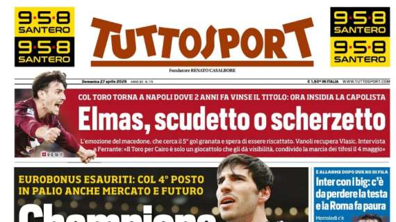 Tuttosport in taglio alto: “Elmas, Scudetto o scherzetto?”