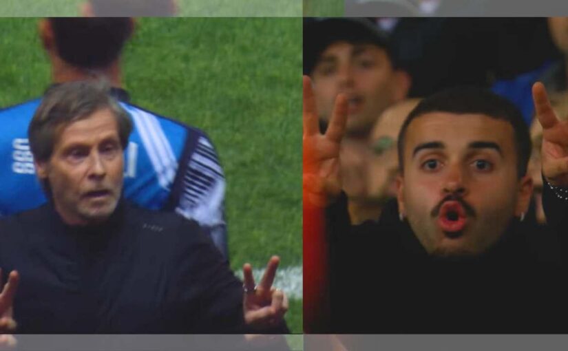 Inter-Lazio, Pedro segna e Oriali chiede conferma a un tifoso in tribuna | FOTO