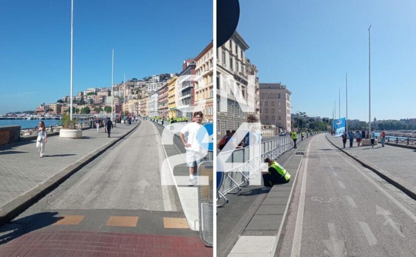 Lungomare blindato per il passaggio dei pullman scoperti del Napoli: la situazione live | FOTO