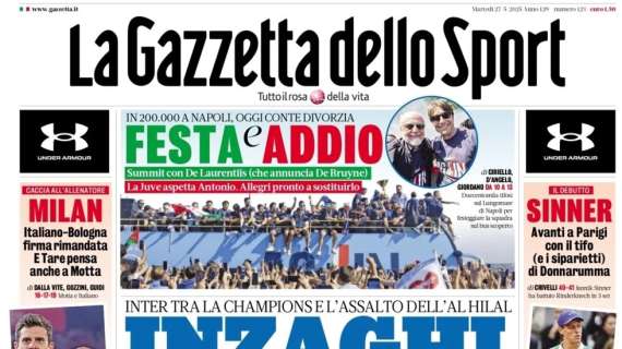 “Festa e addio”: la Gazzetta dello sport ha pochi dubbi sul futuro di Conte