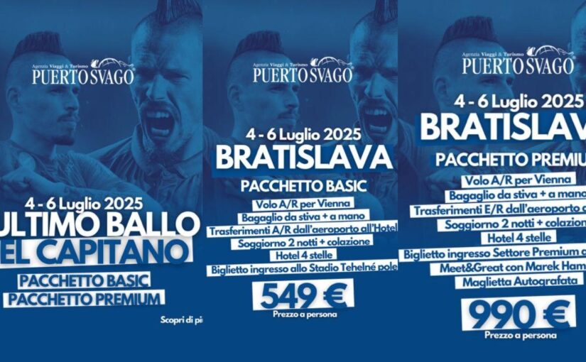 Partita d’addio Hamsik, Puertosvago ti porta a Bratislava: c’è l’opportunità di stare con Marek, ecco le offerte