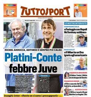 “Platini-Conte, febbre Juve”: l’apertura in prima di Tuttosport