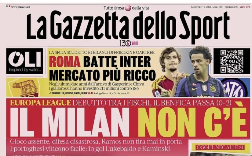 Flop Amorim, La Gazzetta dello Sport: “Il Milan non c’è, gioco assente e difesa inesistente”