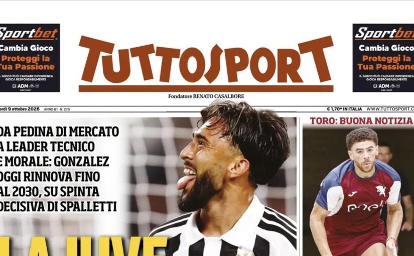 La Juve scommette su Nico e rientra Adams per il Toro: la prima di Tuttosport