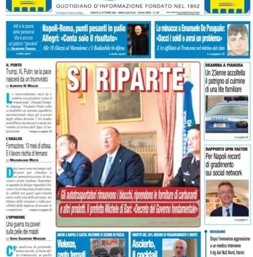 “Conta solo il risultato”, Il Roma titola: “Napoli-Roma punti pesanti in palio”