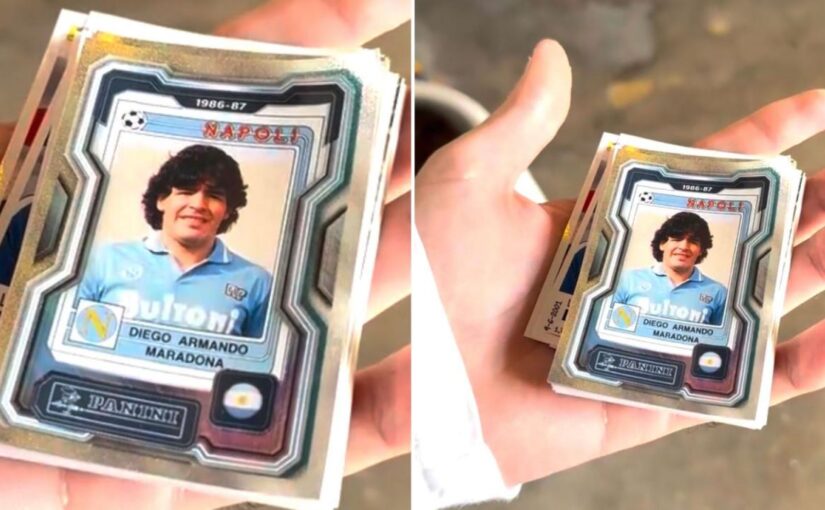 Maradona torna nell’album Panini: una figurina speciale per la leggenda del Napoli | FOTO
