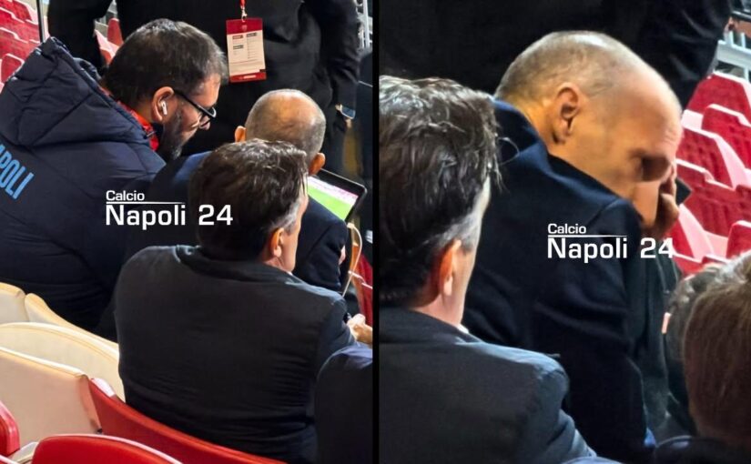Monza-Napoli, Allegri in tribuna: guardate cosa ha fatto all’intervallo | FOTO CN24