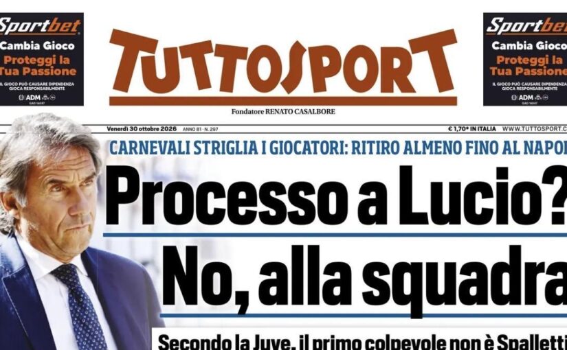 “Processo a Spalletti? No, alla squadra”: la prima di Tuttosport